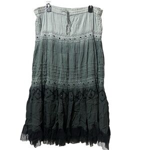 Vintage Molato Maxi Skirt Womens Large Art To Wear Mesh Overlay Boho Artsy Gray